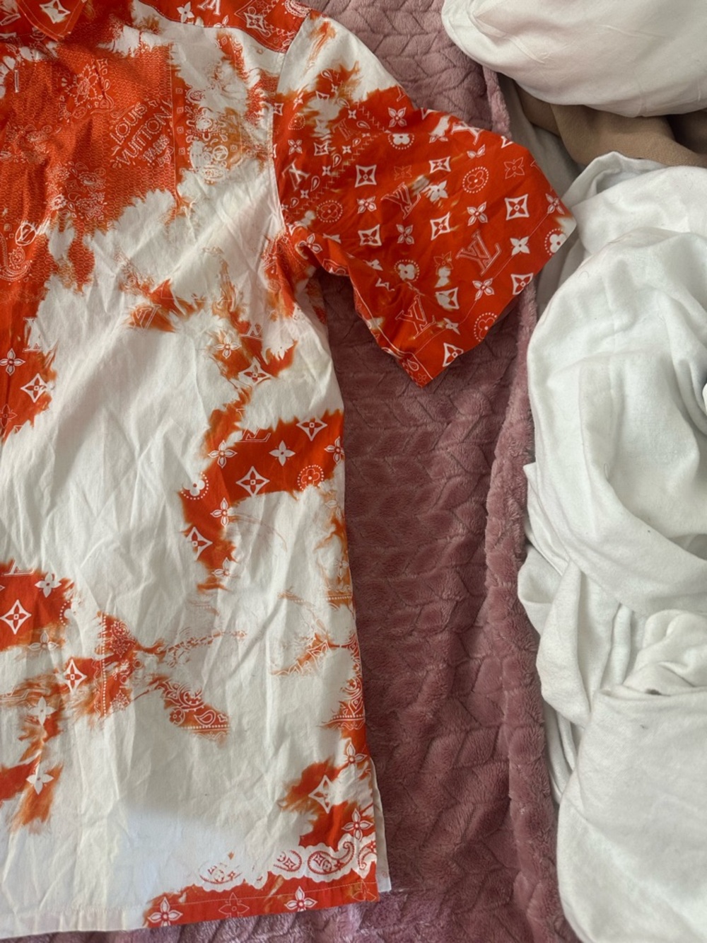 Louis Vuitton Orange and White Tie-Dye Button Down Shirt - Picture 2 of 14
